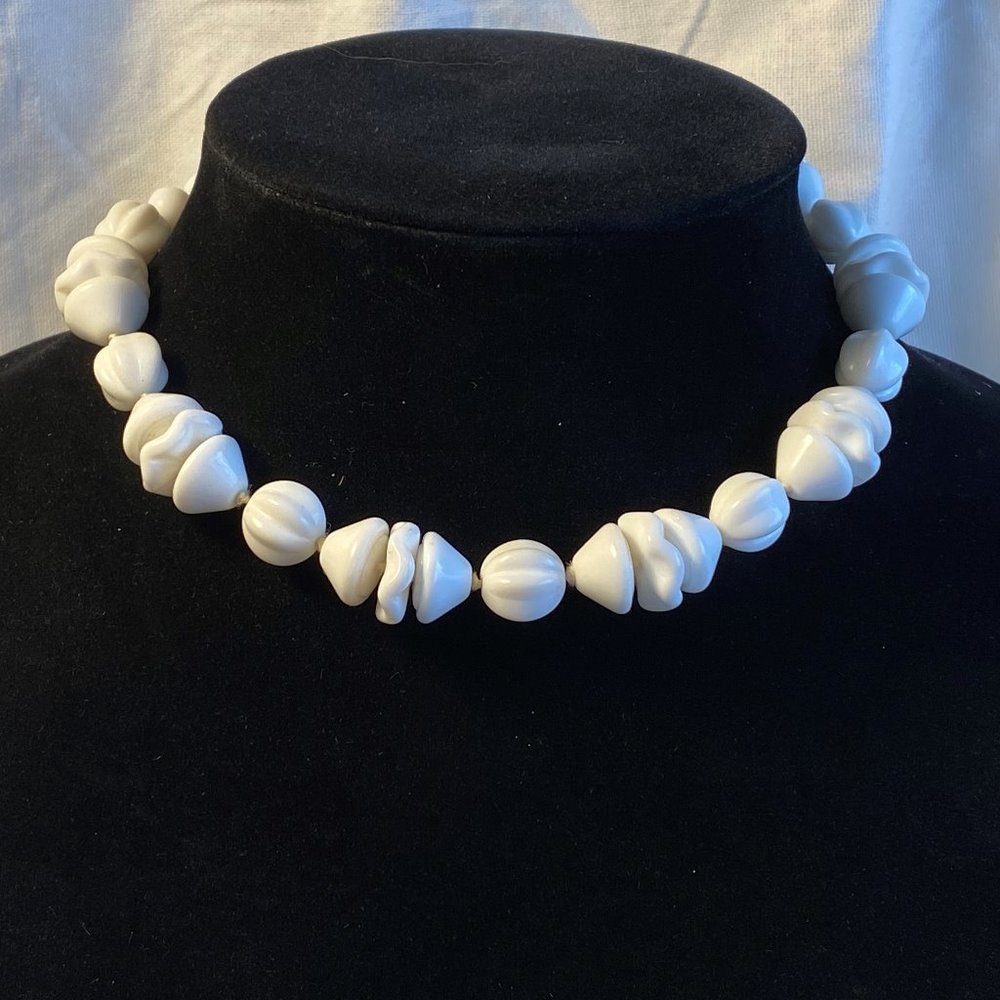 Vintage West Germany Milk Glass Beaded Choker